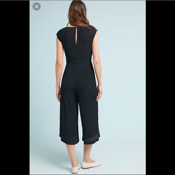 Anthropologie boho abbey gauzy cap sleeve waist tie cropped jumpsuit. Size 2 - Picture 2 of 11